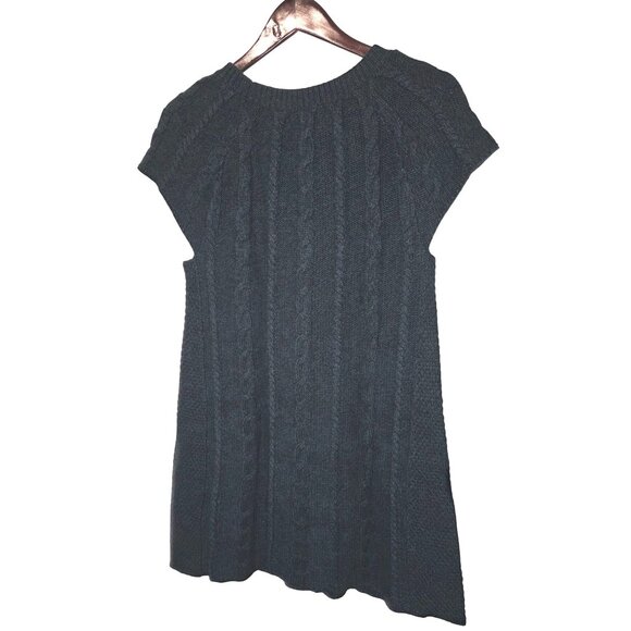 Style & Co Cable Knit Sweater Dress XL Dark Green Cap Sleeve Rustic Chic & Cozy - Picture 2 of 13